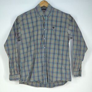 Cinch‎ Button Down Plaid Shirt Mens Small Long Sleeve Workwear Western Cowboy
